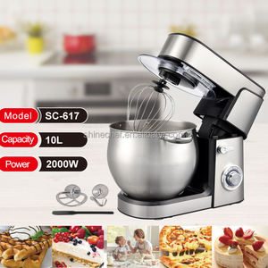 เครื่องผสมอาหารแบบตั้งโต๊ะ <span class=keywords><strong>5</strong></span> in 1 ขนาด 10 ลิตร 2000 วัตต์ 6 ระดับความเร็ว+ปุ่ม Pulse พร้อมโถสแตนเลส หัวเครื่องปรับเอียงได้ สำหรับทำเบเกอรี่ ใช้ในบ้านหรือร้านค้า - Product Image 2