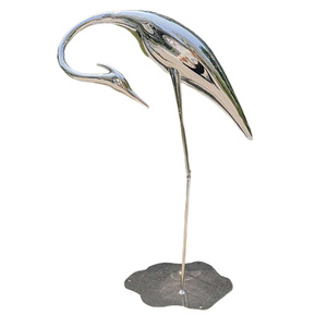 Stainless Steel Mirror Crane Sculpture Modern Outdoor Garden Ornament Animal Shape Landscape Decoration - Product Image 3