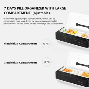 Distributeur <span class=keywords><strong>de</strong></span> pilules intelligent portable avec alarme, organiseur <span class=keywords><strong>de</strong></span> médicaments avec <span class=keywords><strong>7</strong></span> alarmes par jour, boîte à pilules intelligente avec 6 compartiments - Product Image 4