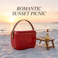 Ensemble cadeau de refroidisseur à vin avec logo personnalisé, boîte isotherme rigide portable de 6 L avec poignée pour les voyages, le camping, les pique-niques, la pêche, le vin, la nourriture, la bière