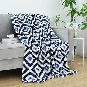Eco-friendly Wash Machine Sofa Cover Bedspread Jacquard Weave Custom Print Plaid Diamond Waffle Flannel Throw Blanket