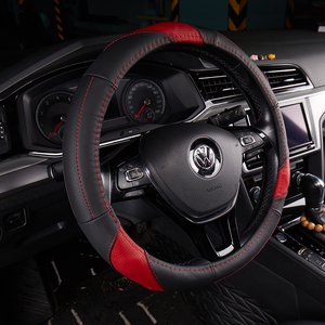   Accesorios Universales Ecológicos para Automóviles, Funda de Cuero Genuino Negra para <span class=keywords><strong>Volante</strong></span> de Coche, para Automóviles Toyota, Honda, Benz - Product Image 2