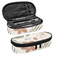 Trousse à crayons OEM à fermeture éclair avec imprimé feuilles botaniques hawaïennes, grande capacité, pochette de rangement pour fournitures scolaires et de bureau