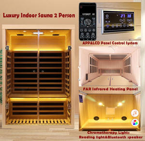 Sauna a Infrarossi Lontani di Lusso Personalizzata per 2 Persone con Porta in Vetro Temperato - Product Image 4