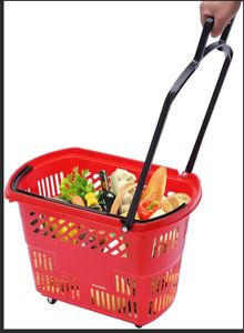 पहियों के साथ खुदरा स्टोर शॉपिंग बास्केट कार्ट - Product Image 4