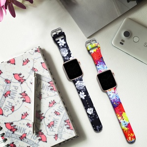 สายนาฬิกาซิลิโคนพิมพ์ลายดอกไม้,สายนาฬิกาอัจฉริยะสำหรับ <span class=keywords><strong>Apple</strong></span> Iwatch <span class=keywords><strong>SE</strong></span> 6 5 - Product Image 4