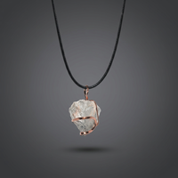 Pendentif en agate naturelle argentée plaqué or rose, minimaliste, solitaire, charme pour tous les jours, bijoux unisexes