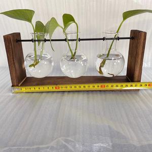NEW Plant Terrariums Kit Tabletop Hydroponics Air Planter Holder With Glass Vase Metal Wood Swivel Stand for Home Office Decor - Product Image 4
