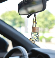 Décoration de sortie d'air de voiture, diffuseur d'arômes en verre, flacon de parfum pour voiture, diffuseur d'air de voiture 5 ml avec couvercle en bois, vente en gros
