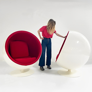 Fauteuil Oeuf au Design Unique Mobilier de Salon Moderne Fauteuil Lounge Rond Ball en Fibre de Verre et Velours Fauteuil Individuel Pivotant - Product Image 5