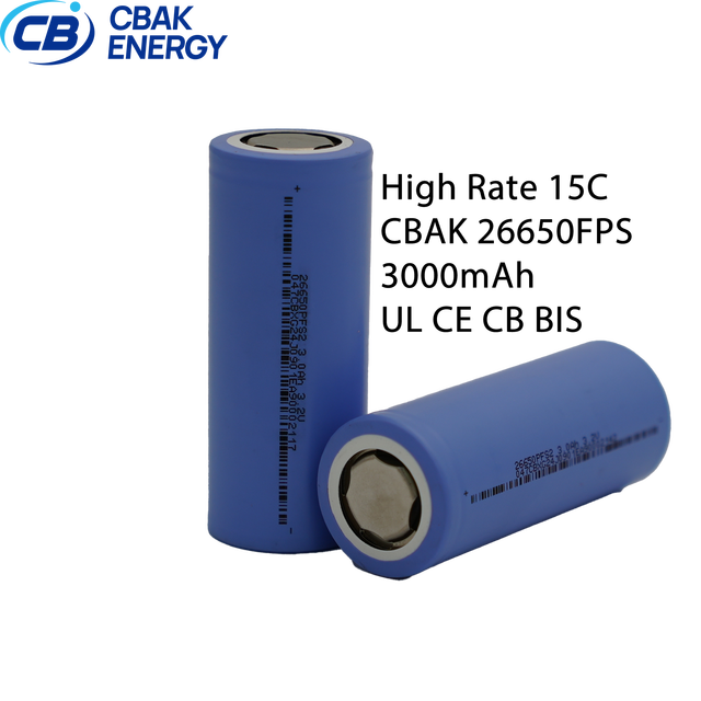 CBAK MAX 15C 26650PFS2 High Discharge Rate LiFePO4 Cylindrical Cell Rechargeable IFR26650 Battery for Power Tool Led Light