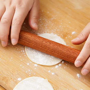 Rouleau à pâtisserie en bois <span class=keywords><strong>pour</strong></span> pâtes, biscuits, tartes, chapatis, fondants, pain - Écologique, antiadhésif, facile à nettoyer - Product Image 3