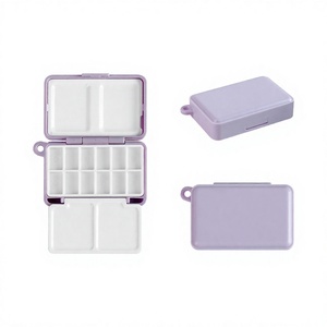 Nuevo Diseño, Caja de Paleta de Pintura de Acuarela Portátil Rectangular de Plástico con 12 Compartimentos, 60x38x16mm, para Viaje - Product Image 4