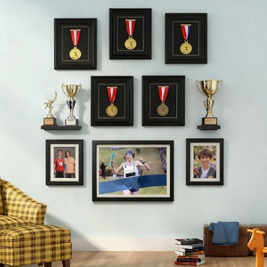 Cadre photo A4 en MDF noir et blanc, cadre de présentation de médailles, cadres de présentation d'ombres imprimés UV pour les coureurs, marathon, <span class=keywords><strong>course</strong></span>, tous les sports - Product Image 5