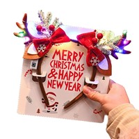 Nouveau serre-tête lumineux LED clignotant de Noël 2026 avec pendentif en forme de bois de cerf pour les personnes âgées, accessoire décoratif d'Halloween, décoration de fête