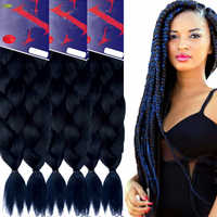 Extensions de cheveux tressés pré-étirées Jumbo 2X, texture Yaki, 48 pouces, 170 grammes, 24 pouces, teintes, résistantes à la chaleur et à l'eau chaude
