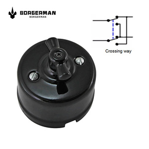 Qua cách chuyển đổi ánh sáng Tường ổ cắm bề mặt gắn kết sứ retro màu đen nút Home 16A Đánh giá hiện tại - Product Image 6