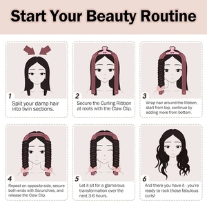 <b>Heatless</b> Hair Curler Blowout <b>Heatless</b> Curls Overnight No Heat <b>Curling</b> <b>Rod</b> Set with Silk Bonnet for Sleep in - Product Image 2