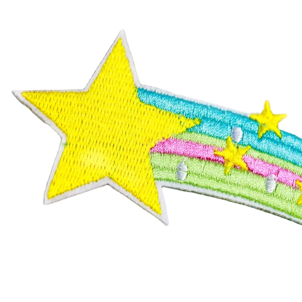 Fresh colorful meteor embroidery cloth with glue back children's clothing accessories all match star patch