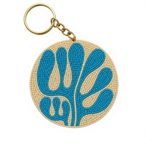 Porte-clés tendance brodé de perles tissées, motif alphabet multicolore mignon, fantaisie, rectangulaire, pour la Fête des Mères - Product Image 3