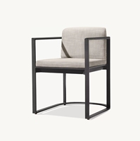 MALAGA Chaises de salle à manger sans accoudoirs en alliage d'aluminium résistant aux intempéries pour l'extérieur avec coussin rembourré