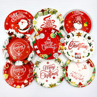 Assiettes en papier colorées rondes personnalisées, ensemble de vaisselle de décoration de table de Noël, assiettes en papier jetables