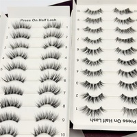 Nouvelles extensions de cils demi-bande adhésives imperméables pré-collées pour yeux petits, tenue 10 jours, marque privée, réutilisables, à presser