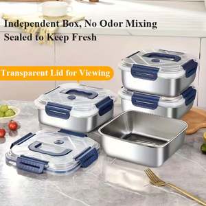 Caja de Acero Inoxidable para Mantener la Frescura con Tapa, Contenedor de Almacenamiento Doméstico, Apto para Picnics, Refrigeración de Frutas, Fiestas en la Cocina - Product Image 4