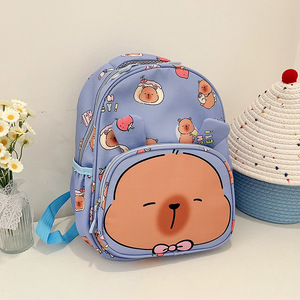 防水カピバラ柄リュックサック、男の子女の子向けのかわいい漫画風子供用スクールバッグ - Product Image 5