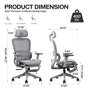 Offre exceptionnelle, chaise de bureau de direction, fabrication chinoise directe, pivotante, grise, en plastique et tissu, ergonomique, mobilier de luxe, chaise pivotante en maille - Product Image 3