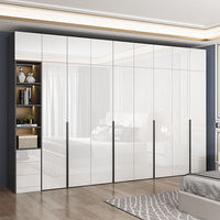 Garde-robes doubles en bois de luxe haut de gamme chambre à coucher 8 portes placard coulissant moderne armoire encastrée avec coiffeuse