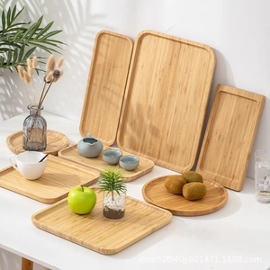 Großhandel kleine billige lange Lebensmittel Holz Tee Kaffee rechteckige Trocken frucht Tablett runde Holz Service Tablett - Product Image 6