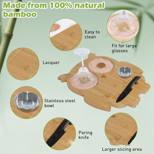 Tabla de cortar de bambú con diseño de búho, con cuchillo y soporte para cítricos, para cócteles de bar y uso en la cocina - Product Image 4