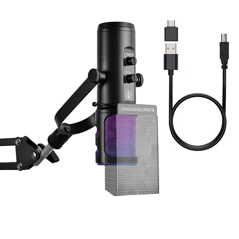 Ｓ ZX-776 USB Condenser Microphone - Professional RGB Lighting