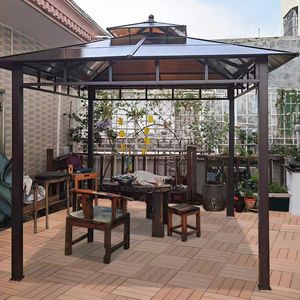 Gazebo de jardin extérieur de luxe, style ferme, avec structure en acier, imperméable, 8,2x8,2 pieds, pour terrasse arrière, avec moustiquaire latérale pour fêtes - Product Image 1