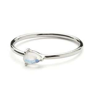<b>Hot</b> Selling 925 Sterling Silver Solitaire <b>Stone</b> Jewelry Simple Dainty Moonstone Ring - Product Image 1