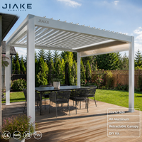 Pergola Jiake 10x12 entièrement en aluminium avec kit de toit à lames motorisées et système de auvent rétractable pour la terrasse, le patio ou la cour arrière