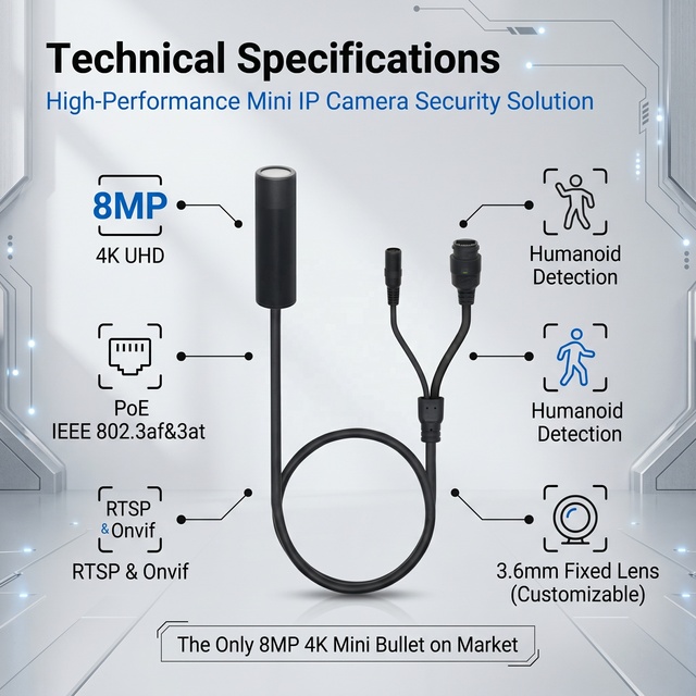 Factory Sale Real Time 2K 4MP 8MP 4K Low-Illumination HD POE DC12V Mini Bullet IP Camera P2P  for NVR System