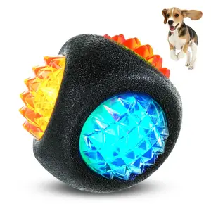 2024 How Selling Dog Ball With LED Flash Bounce Activated Ball Glow In Pet Toy Luminous Ball For Dog Teeth Cleaning Chewing