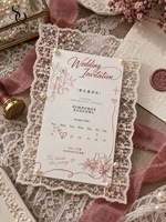 Invitation d'anniversaire personnalisée en dentelle transparente, classique, faite à la main, en tissu et papier, écologique, de luxe, avec dorure à chaud, pour faire-part de mariage et 'Save the Date'