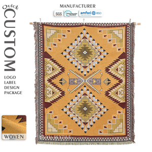 Fournisseur OEM ODM en gros de couvertures bohèmes en jacquard avec motif de tapisserie aztèque, personnalisation sur mesure - Product Image 1