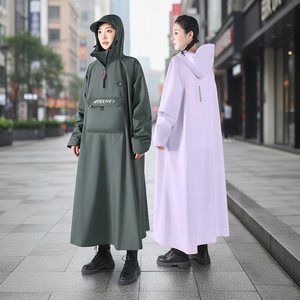 Thick Long <strong>Waterproof</strong> Raincoat <strong>Full</strong> <strong>Length</strong> Heavy Duty Reusable Rain <strong>Coat</strong> for Adult Outdoor Daily Use Hiking - Product Image 2