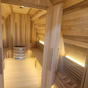 Sauna sec <span class=keywords><strong>extérieur</strong></span> moderne en cèdre rouge/huile de bouleau, construction en cèdre rouge/huile de bouleau, chauffage électrique, panneau de commande informatisé, sauna sec rond en forme de cube - Product Image 4