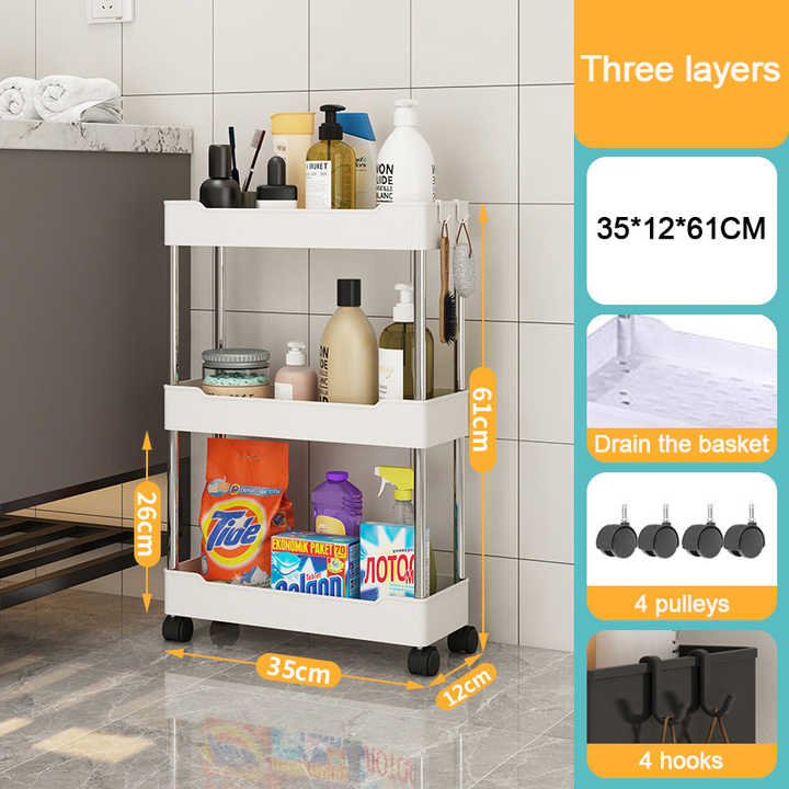 Removable Rack Kitchen Narrow Storage Racks Kitchen Organizer PP ...