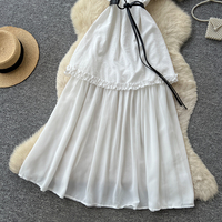 Robes d'été élégantes à manches courtes, taille haute, à volants superposés, coupe trapèze pour femmes, idéales pour le bureau