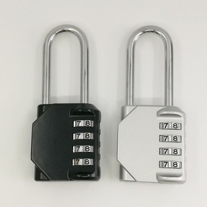 Combination Padlock 4 Digit Zinc Alloy D Type Long Beam Black Silver Gym <b>Locker</b> Lock CH-604L - Product Image 1