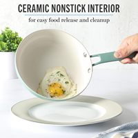 Set Peralatan Masak Aluminium 12-Piece Premium Sehat Anti Lengket Bebas PFOA Ramah Lingkungan dengan Interior Keramik untuk Memasak di Rumah