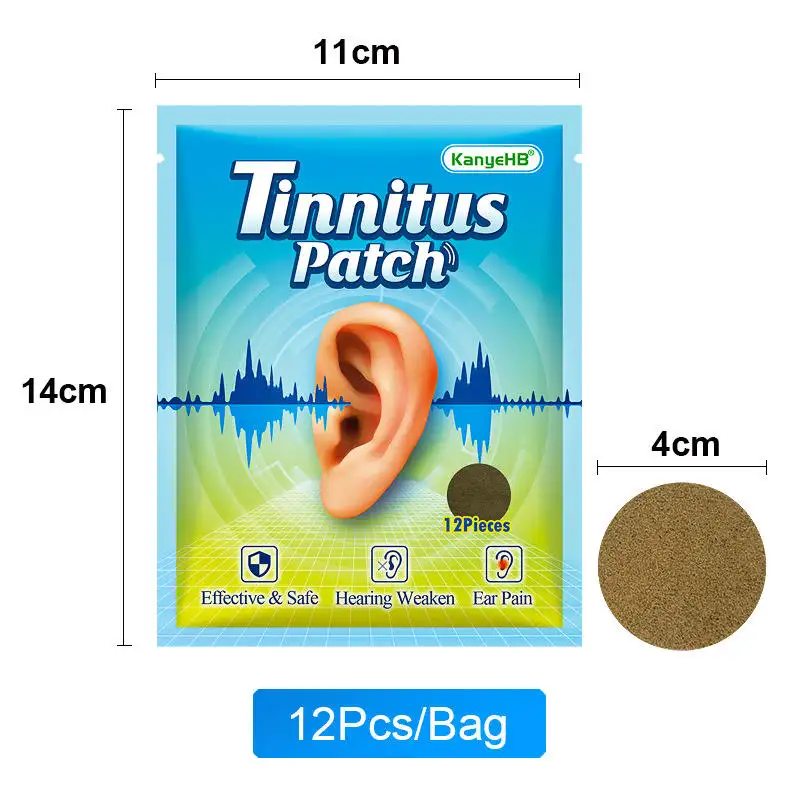 Patch Tinnitus 12 buah, stiker untuk nyeri telinga, plester ekstrak Herbal alami, stiker penurun pendengaran