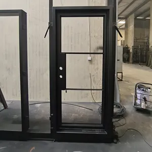 Giriş çağdaş stil ağır kapı donanım DoorWrought demir kaydırma dış güvenlik çift çelik kapı