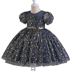 Vestido de princesa de manga corta de estilo occidental para niños, vestidos de graduación blancos para bodas, vestidos de fiesta para niñas de 6 años